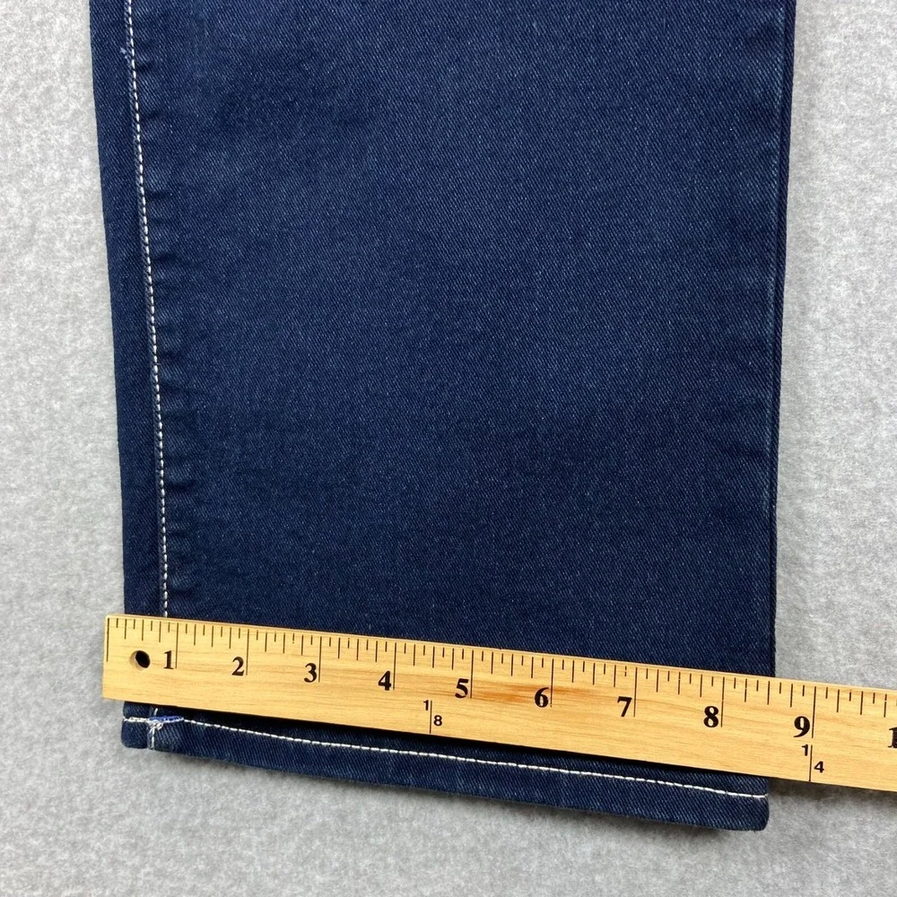 NEW True Religion Jeans Mens 34x34 Blue Denim Ricky Flap Distressed Straight Leg